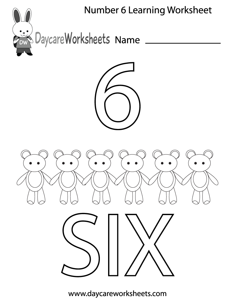 Printable Preschool Worksheets Number 6 Image