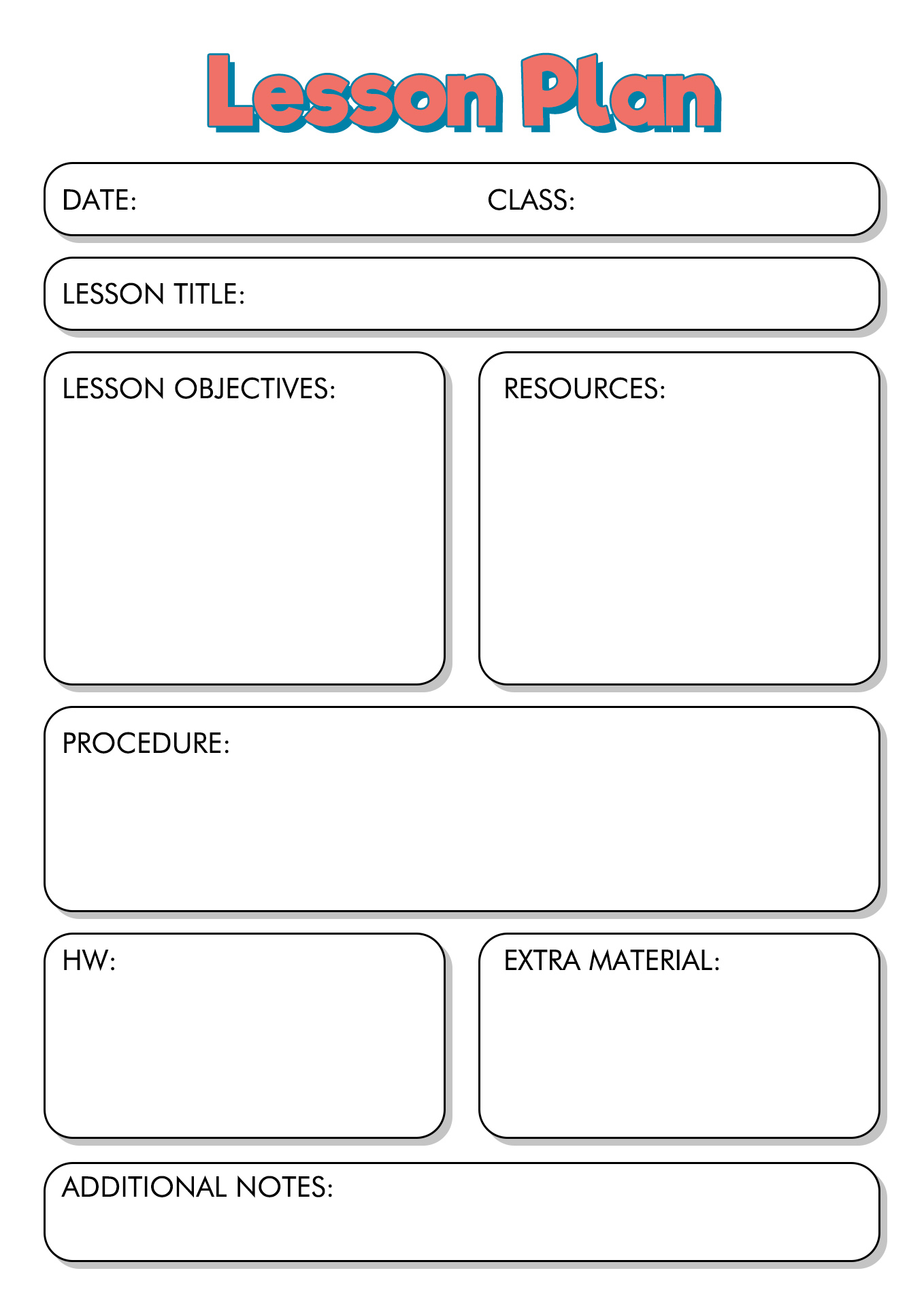 Sample ESL Lesson Plan Format