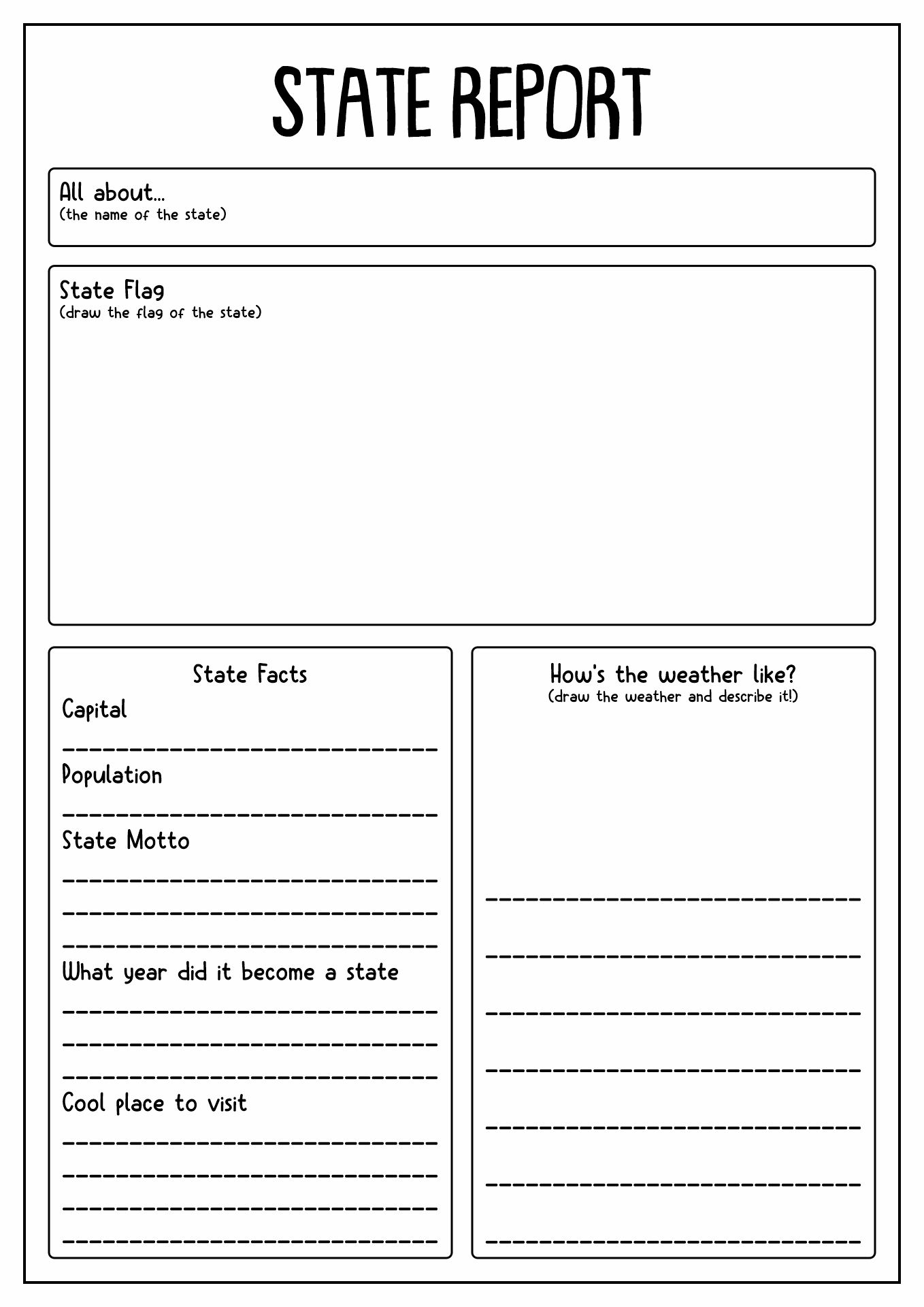 15 My State Report Worksheet /