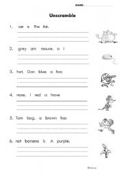 Unscramble Sentences Worksheets Image