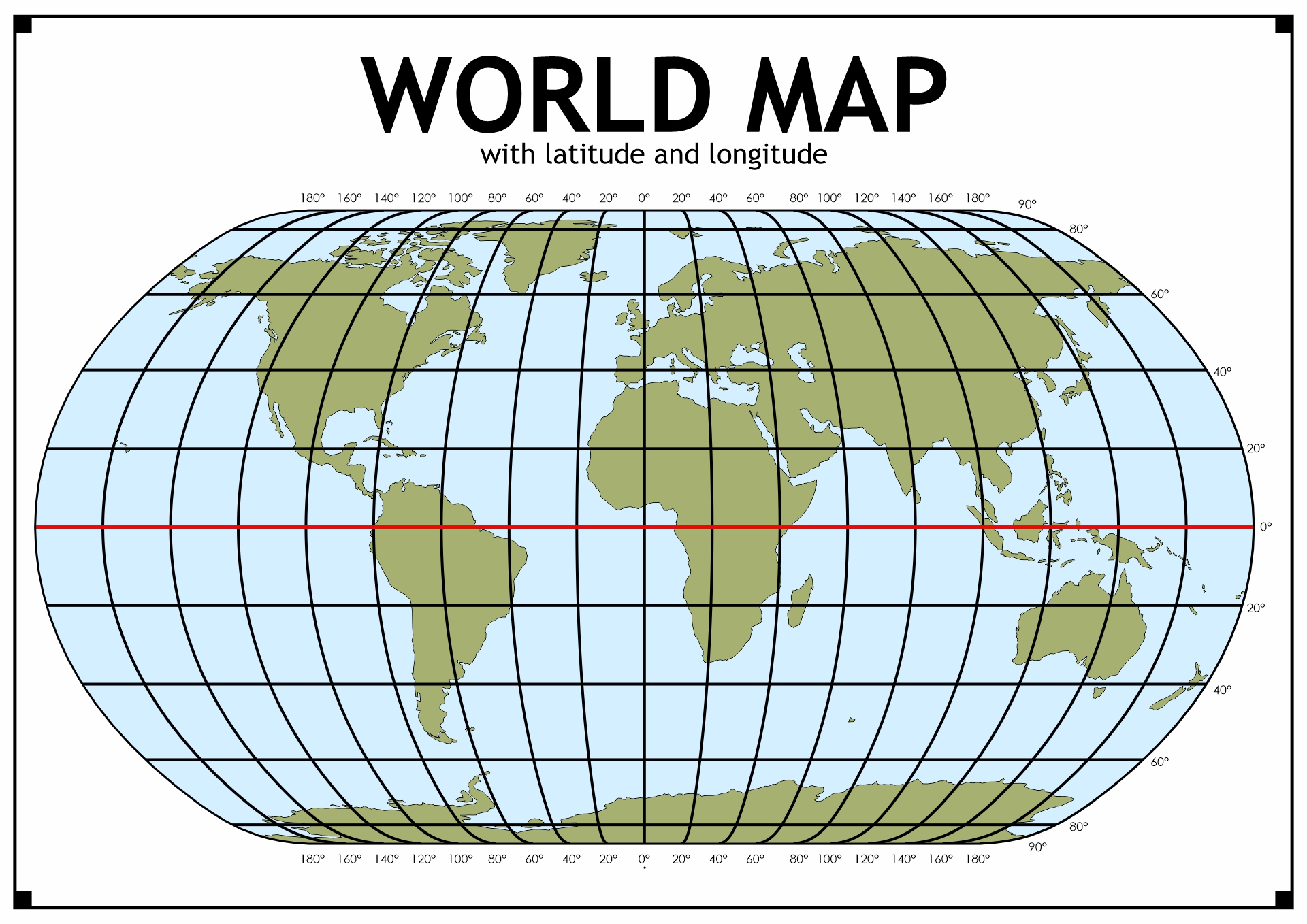 World Map with Latitude and Longitude Image