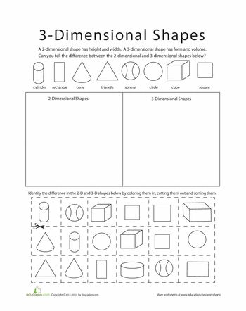 2D 3D Shapes Worksheets Image