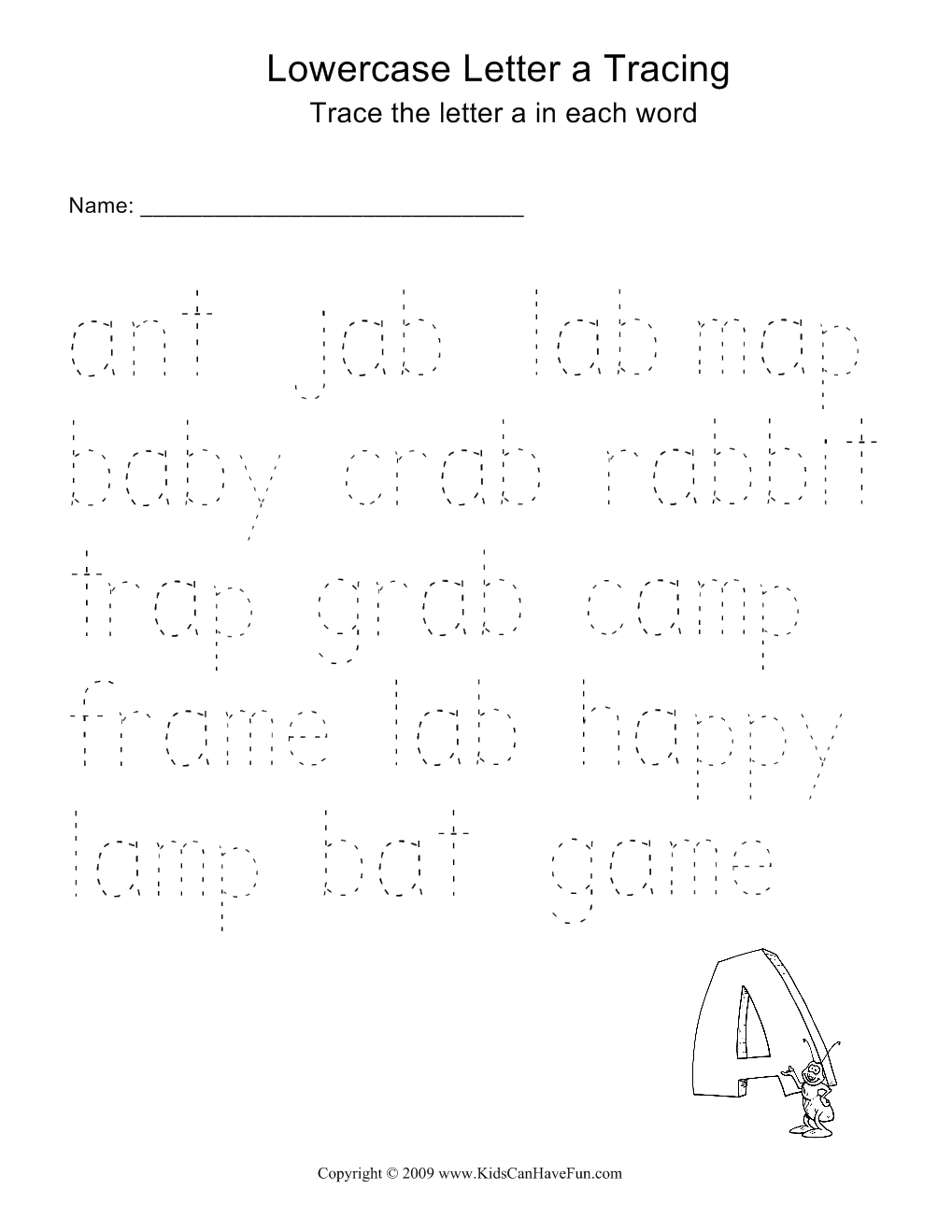 Alphabet Letter Tracing Worksheets