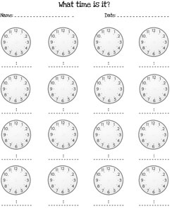 Blank Clocks Worksheets Image