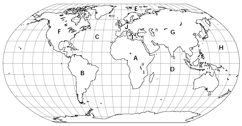 Blank World Map Continents and Oceans Image