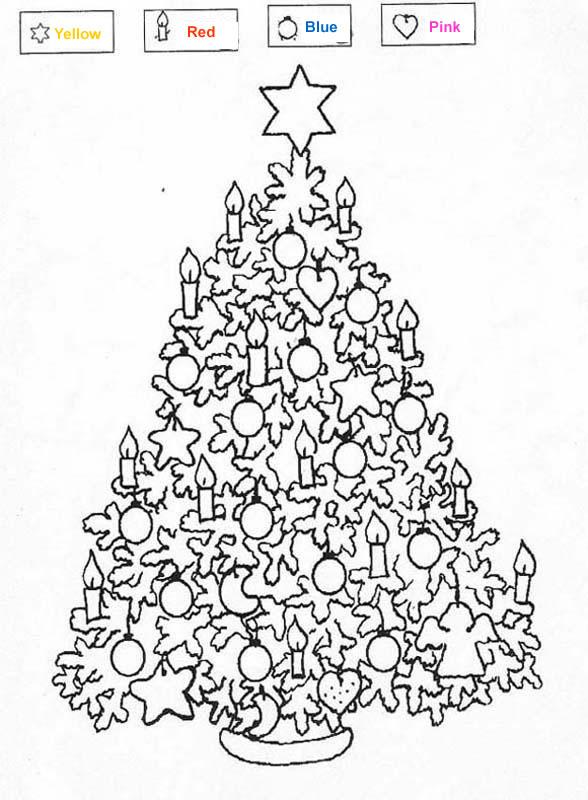 Color-By-Number Christmas Tree Image