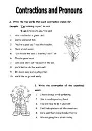 Contractions with Pronouns Worksheets Image