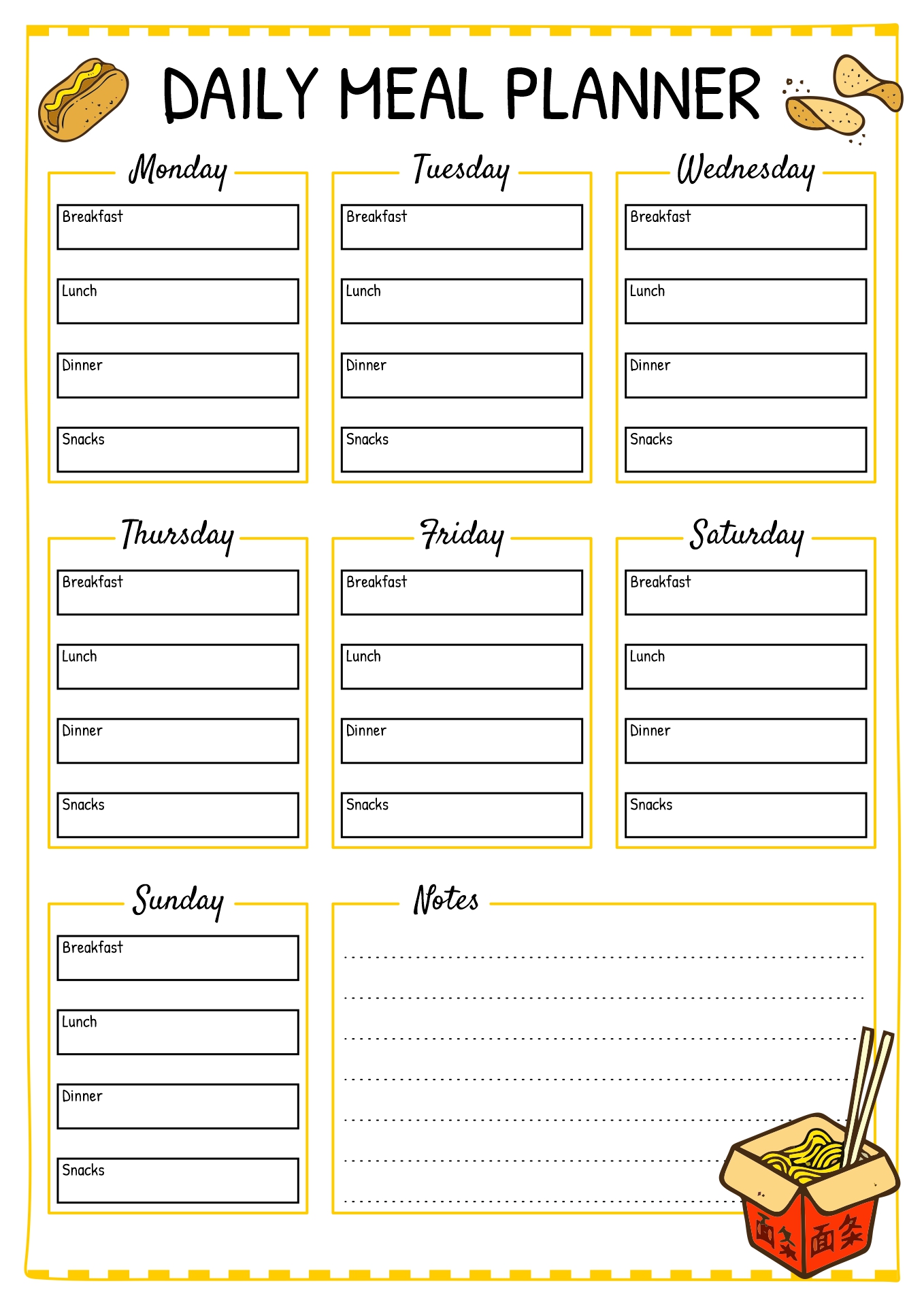 Daily Meal Planner Template