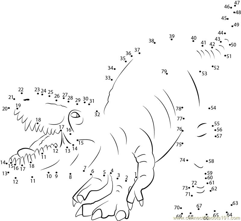 Dinosaur Connect the Dots Coloring Pages Image
