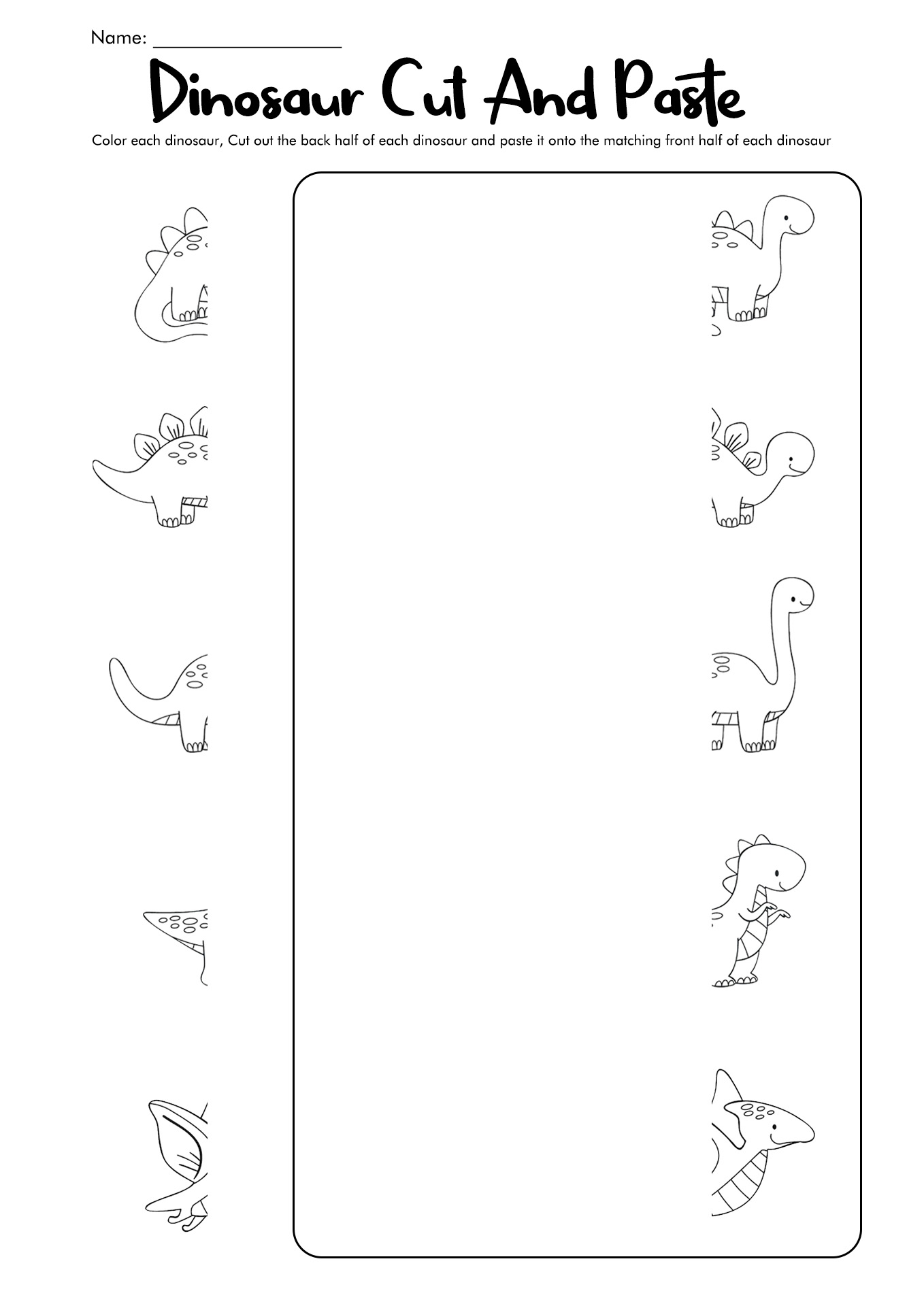 Dinosaur Cut and Paste Activities