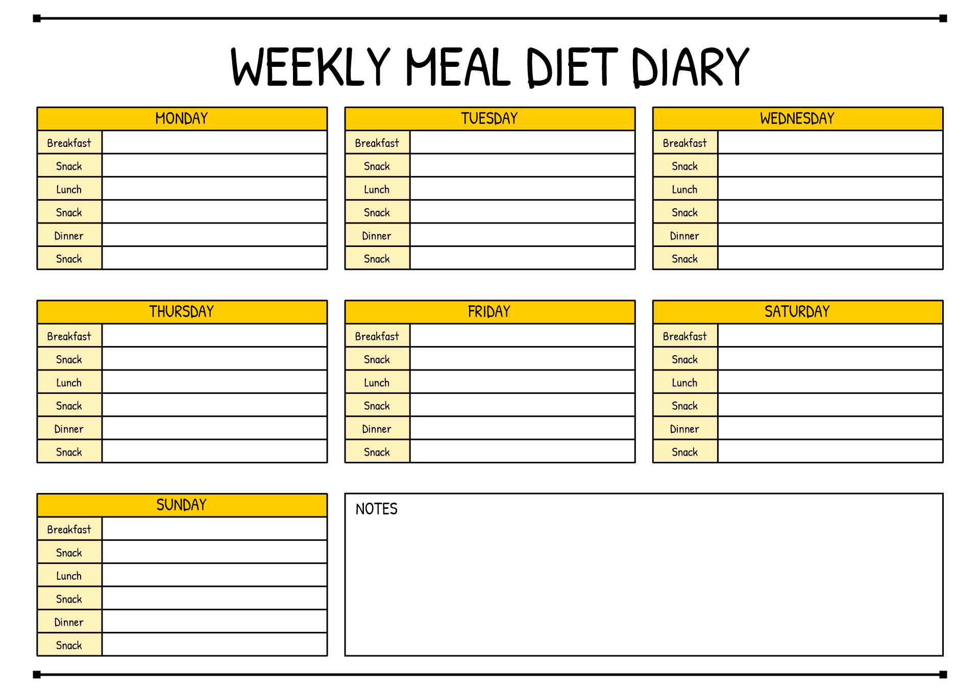 Food Elimination Diet Diary Template