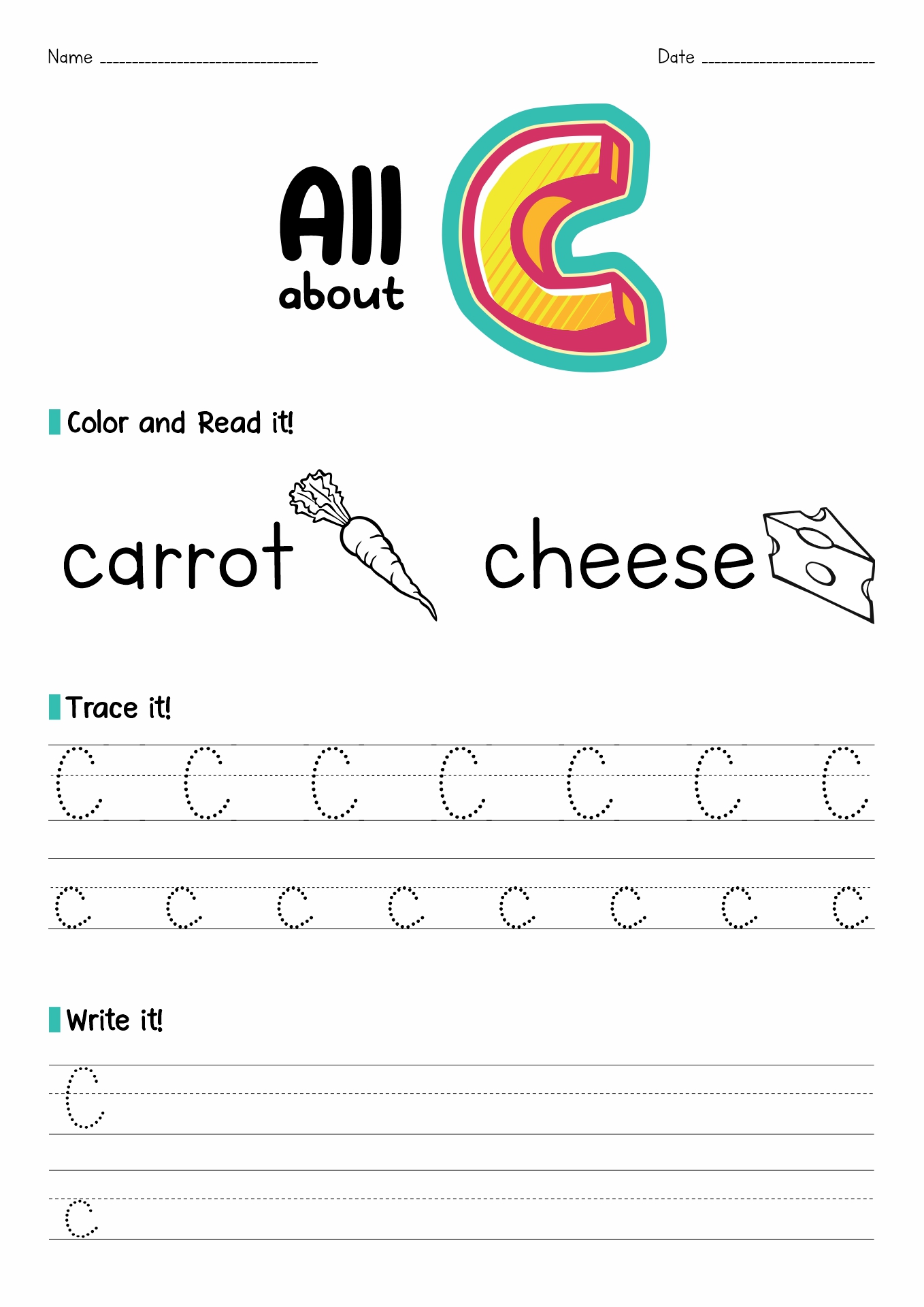 Free Printable Preschool Worksheets Letter C Image