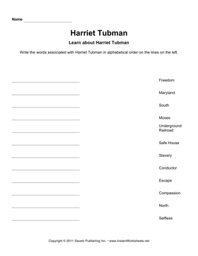 Harriet Tubman Worksheets Free Image