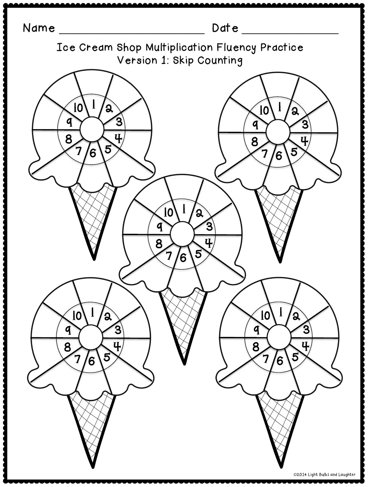 Ice Cream Multiplication Worksheets Image