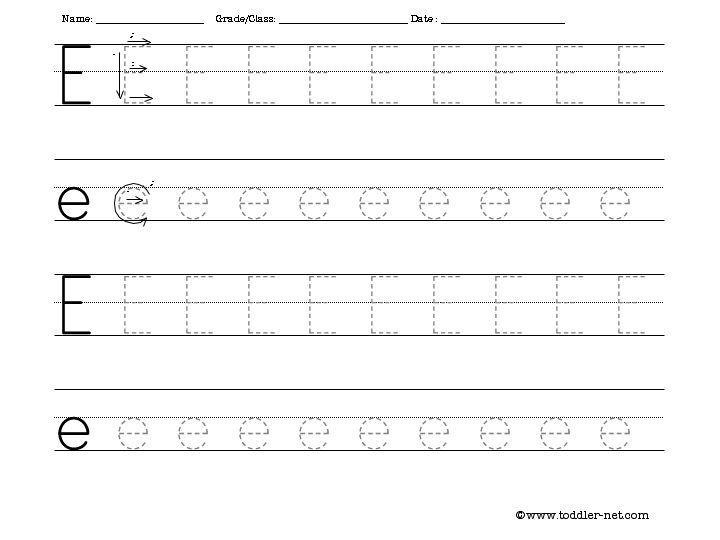 Letter E Tracing Worksheets