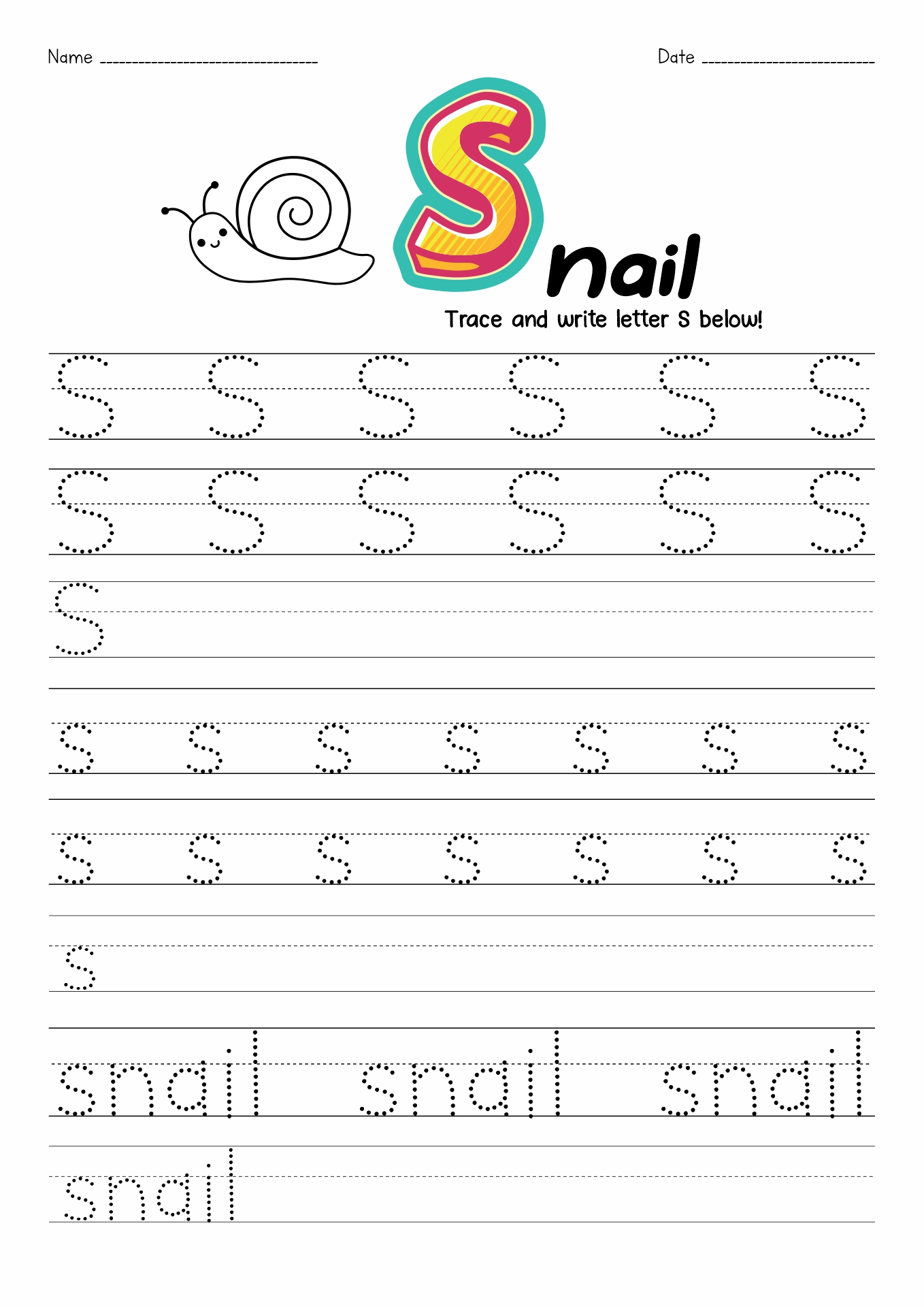 Letter S Worksheets for Preschool Image
