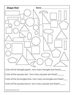 Math Shapes Worksheet First Grade Image