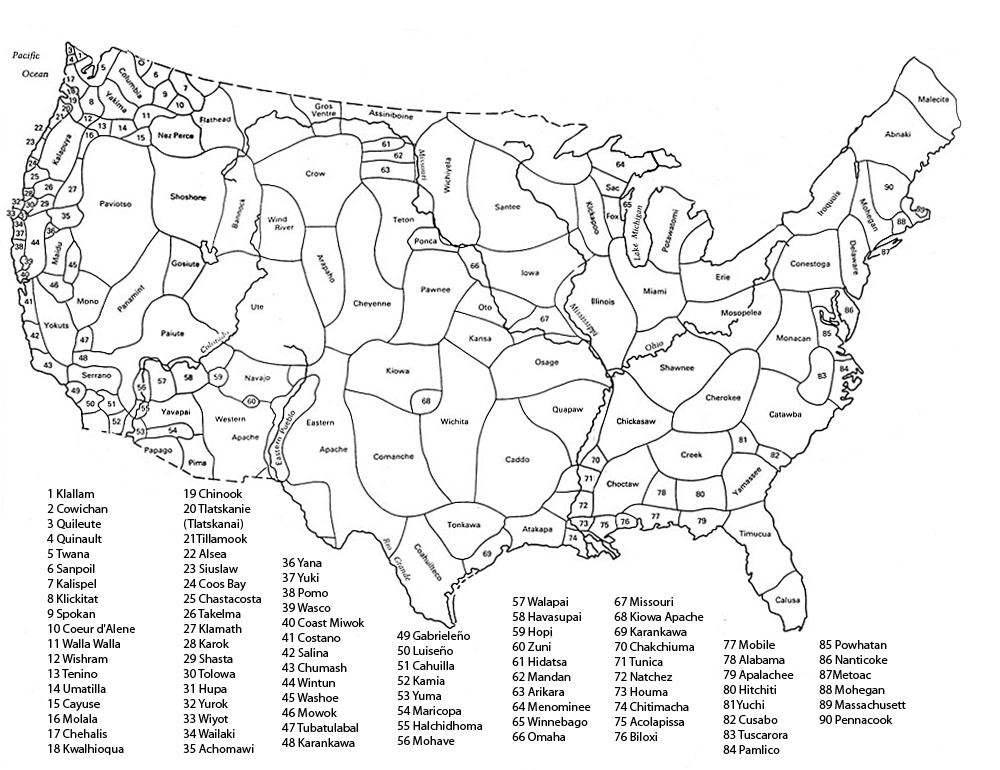 Native Americans Tribes Map North America Worksheet Image