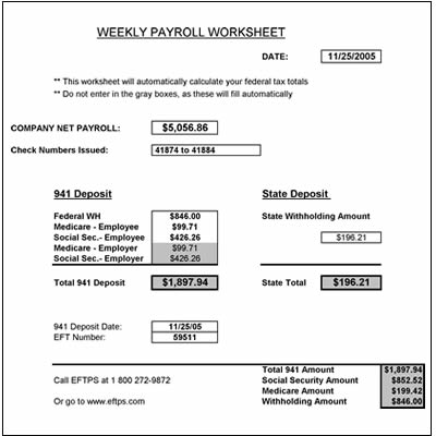 Payroll Tax Worksheet Image