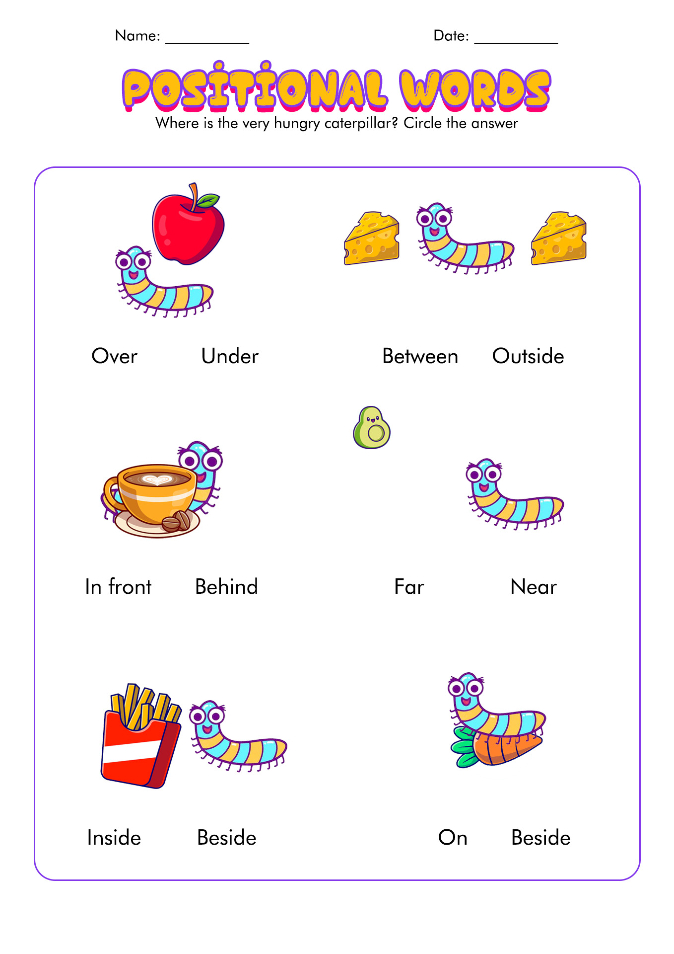 Positional Words Worksheet