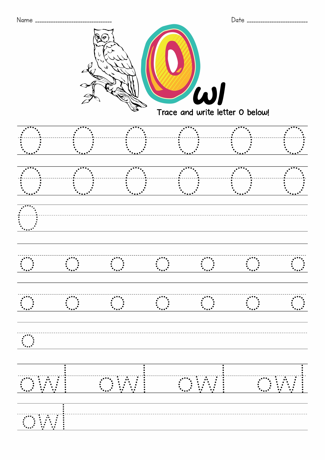 Preschool Letter O Printable Worksheet Image