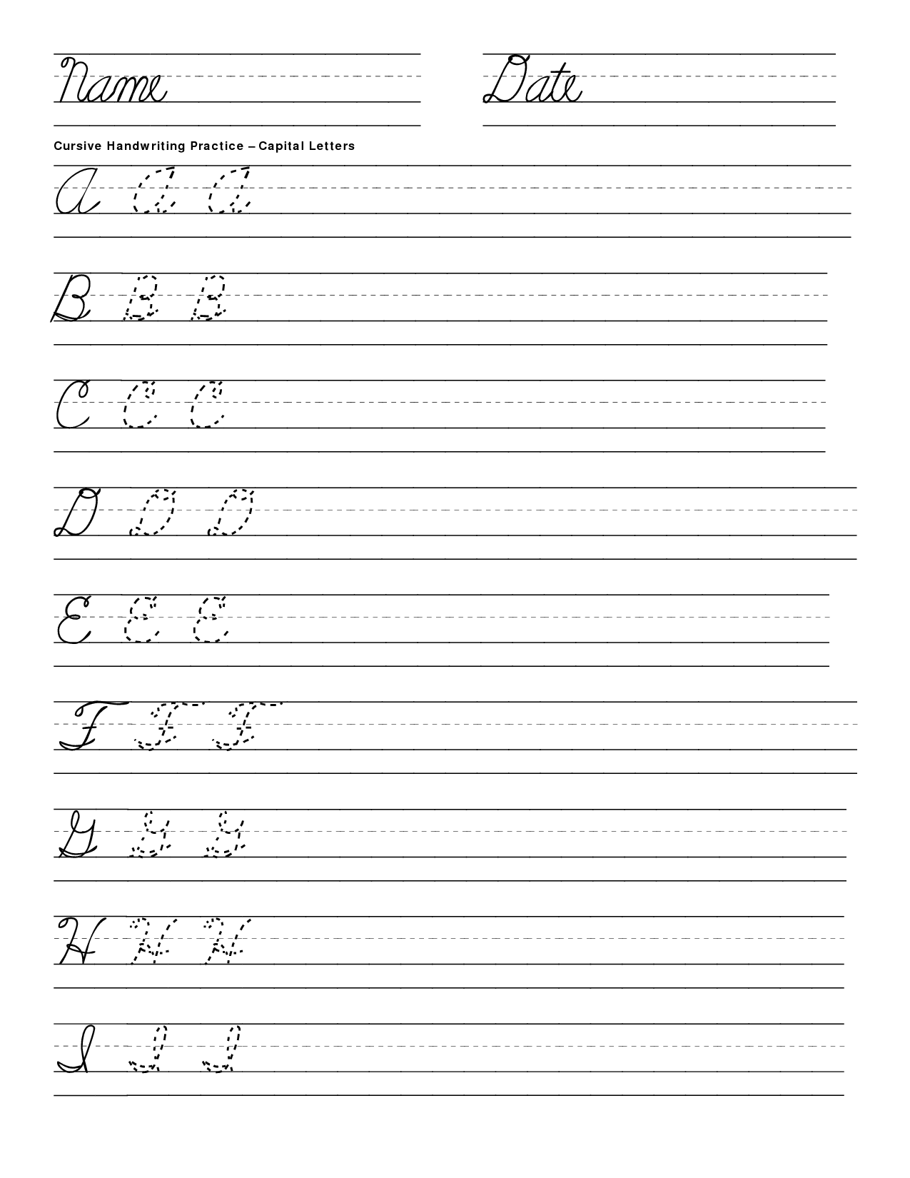 Printable Cursive Handwriting Practice Worksheets Image
