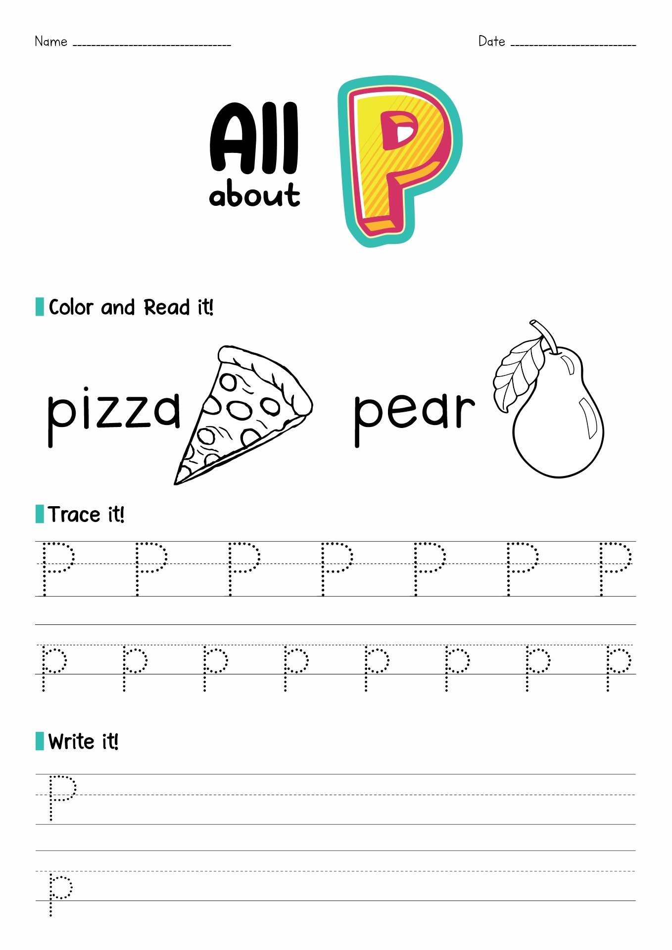 Printable Letter P Worksheets Preschool Image