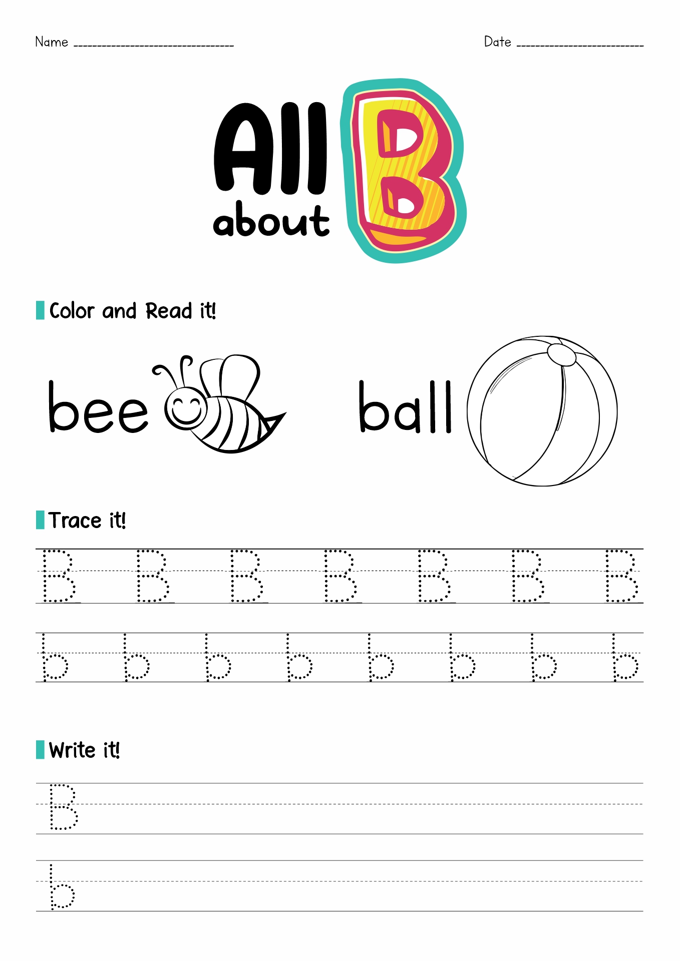 Printable Preschool Worksheets Letter B