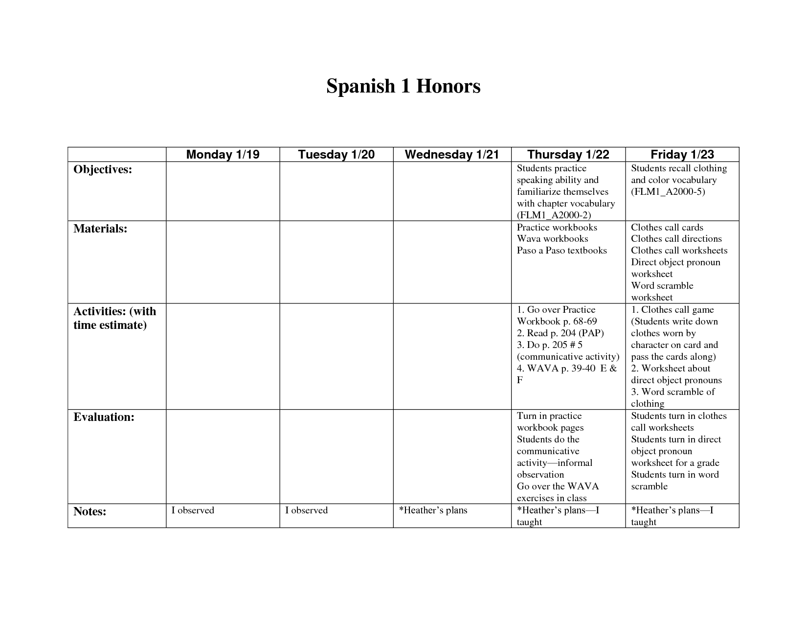 Printable Spanish Vocabulary Worksheets Image