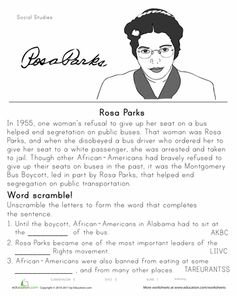 Rosa Parks History Worksheets Image