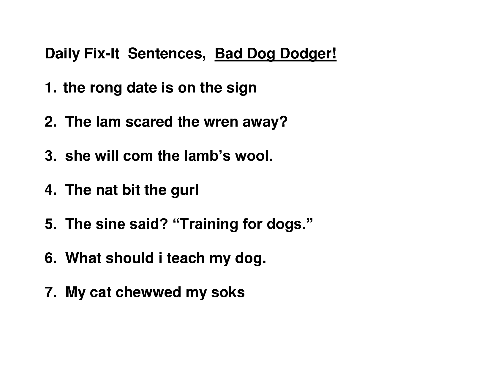 The Sentence Worksheets for 2nd Grade Daily Fix Image