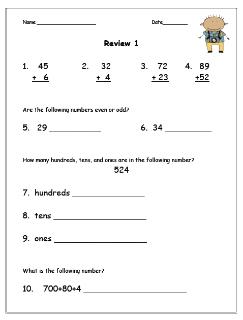 2nd Grade Math Homework Sheets Image