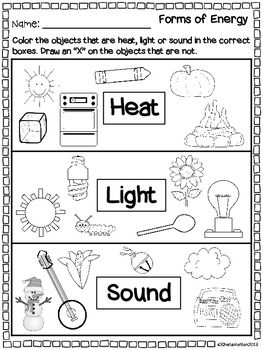 Energy Worksheets for First Grade