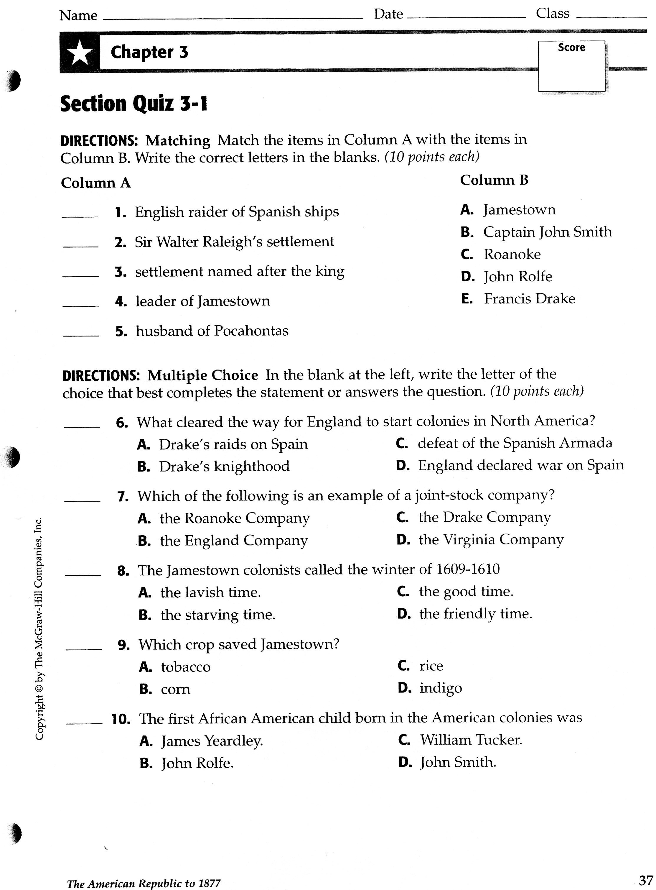 Free 7th Grade Social Studies Worksheets
