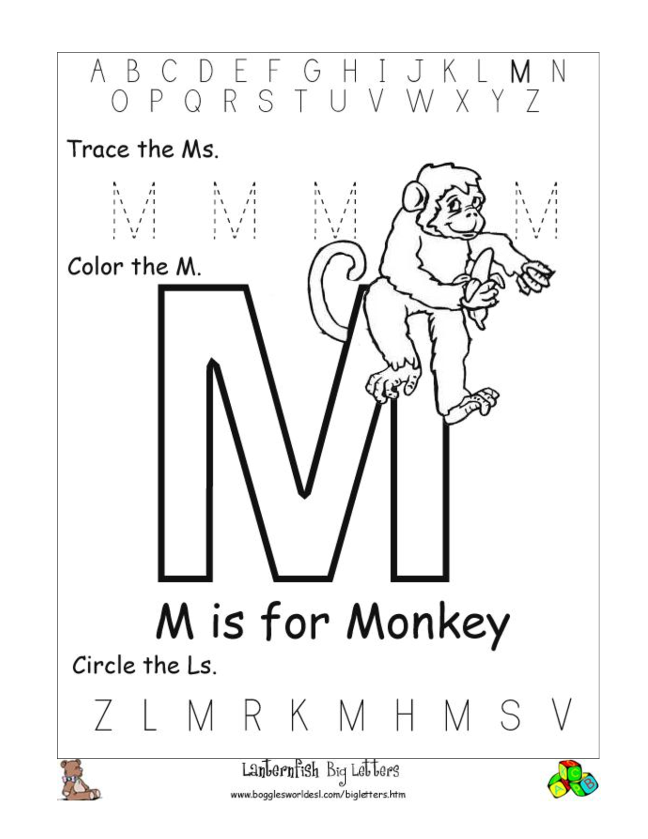 Free Printable Alphabet Letter M Worksheets Image