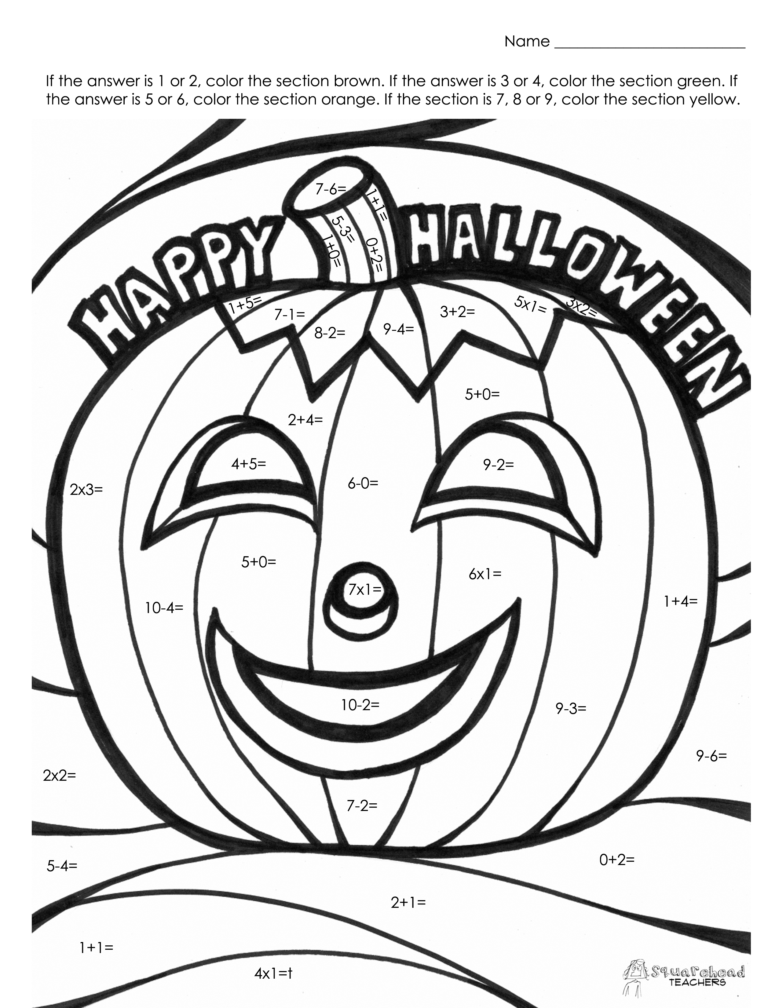 Halloween Math Multiplication Coloring Worksheets Image