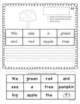 Kindergarten Sentence Building Activities