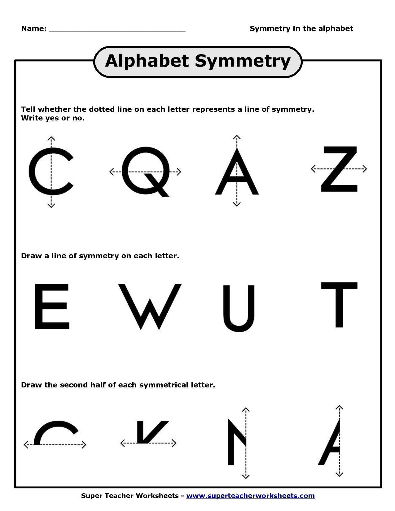 Line Symmetry Alphabet Letters Image