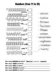 Numbers 11-20 Worksheets Image