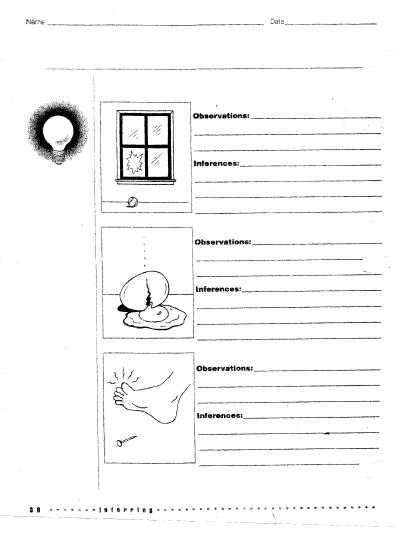 Observation Inference Worksheet Middle School