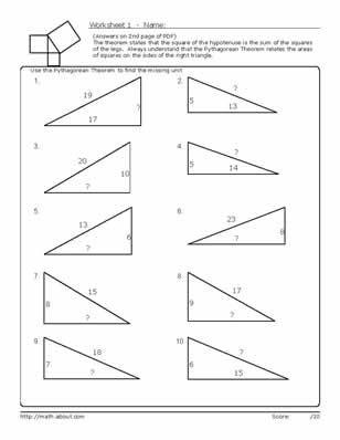 Pythagorean Theorem Geometry Worksheets Image