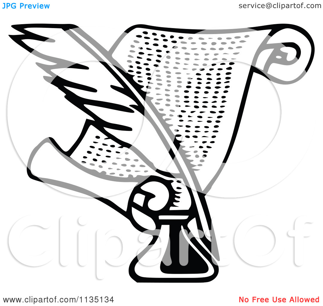 Quill Clip Art Black and White Image