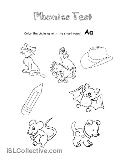 Short-Vowel Coloring Sheets Image