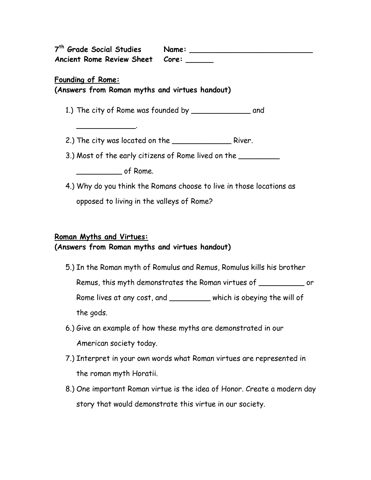 Third Grade Social Studies Worksheets