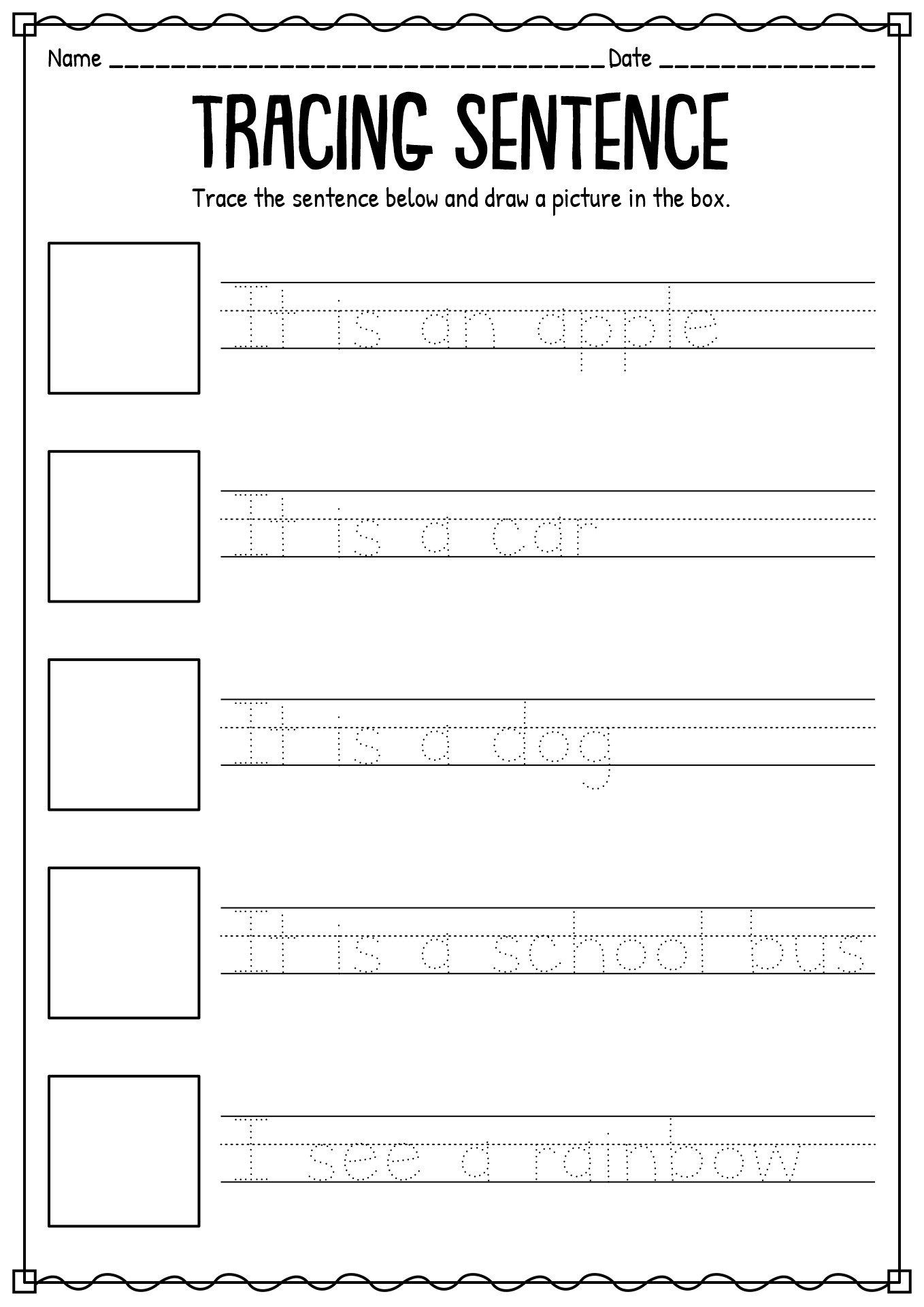 Tracing Sentences Worksheets Image