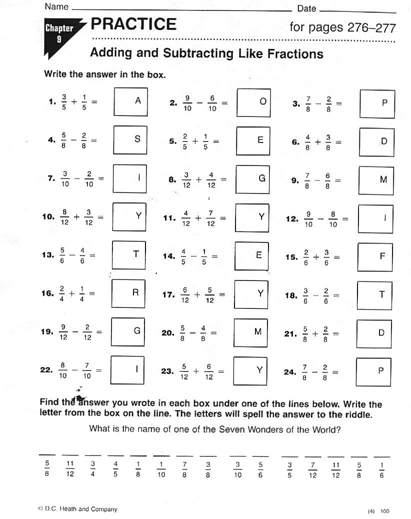 Adding And Subtracting Rational Numbers Worksheet 5th Grade
