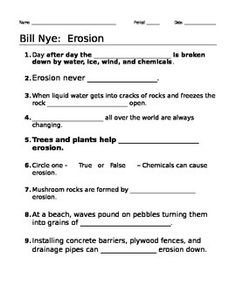 Bill Nye Weathering and Erosion Worksheet Image