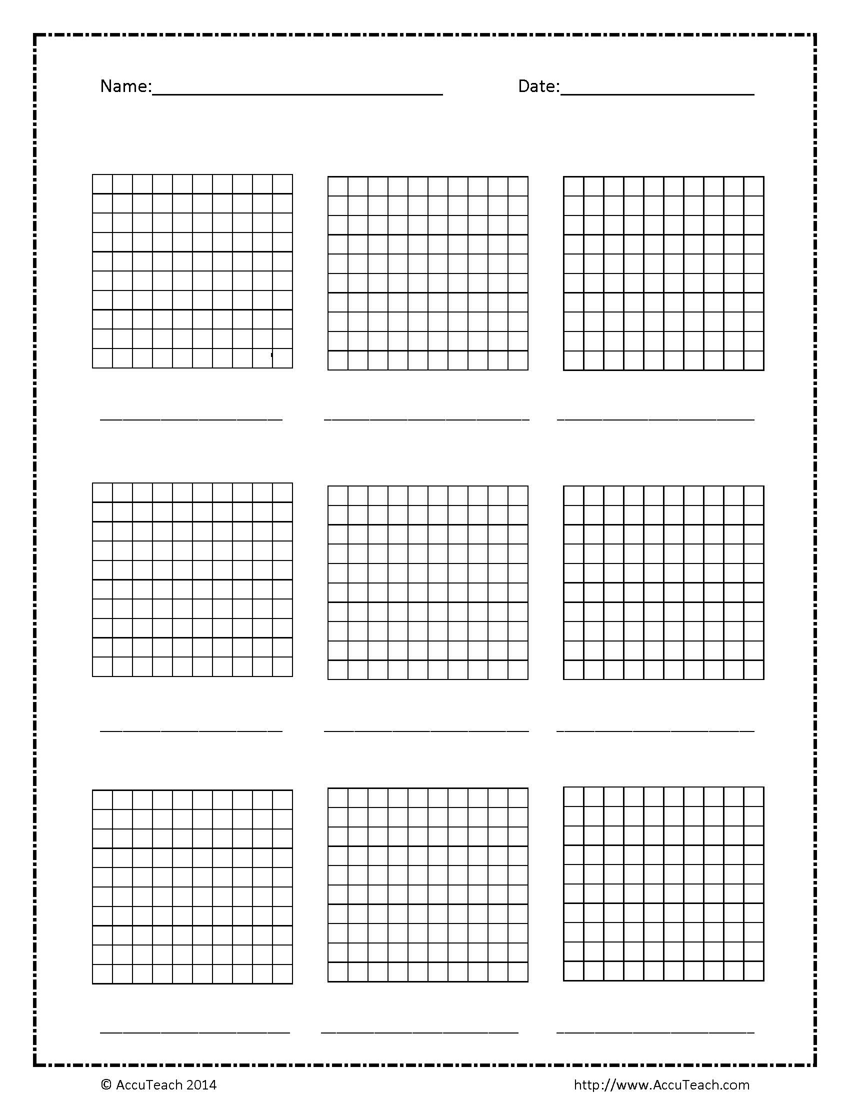 Blank Hundreds Base Ten Grids Image