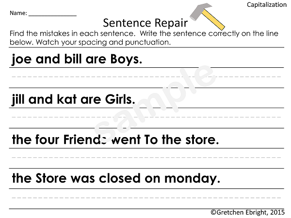 Capitalization Worksheets 2nd Grade Language Arts
