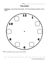 Clock Face Worksheet Fill in the Numbers Image
